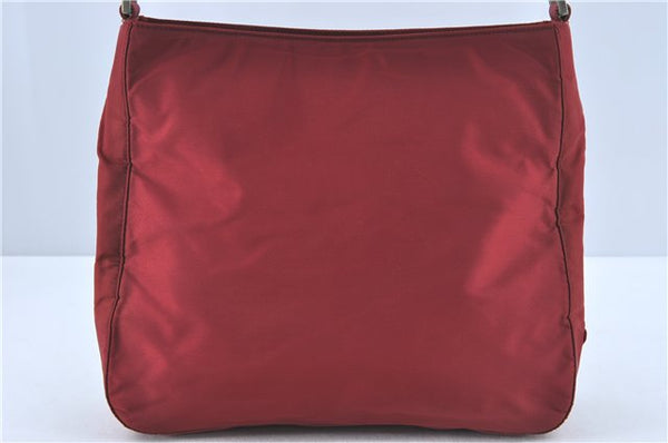 Authentic PRADA Nylon Stainless Shoulder Hand Bag Purse B8446 Red J1913