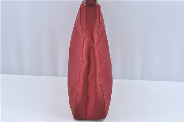 Authentic PRADA Nylon Stainless Shoulder Hand Bag Purse B8446 Red J1913