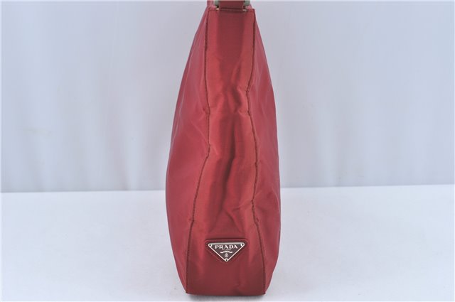 Authentic PRADA Nylon Stainless Shoulder Hand Bag Purse B8446 Red J1913
