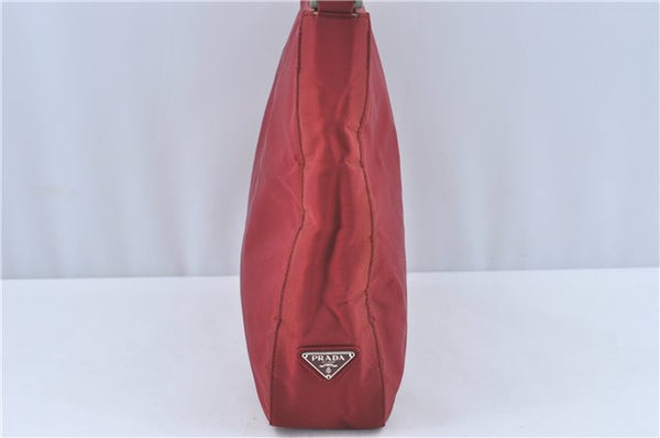 Authentic PRADA Nylon Stainless Shoulder Hand Bag Purse B8446 Red J1913