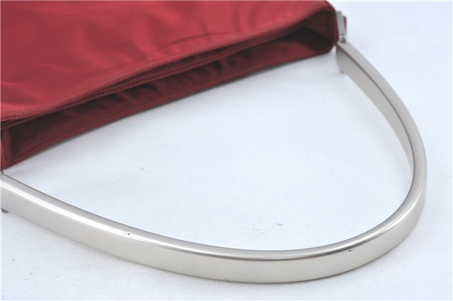 Authentic PRADA Nylon Stainless Shoulder Hand Bag Purse B8446 Red J1913