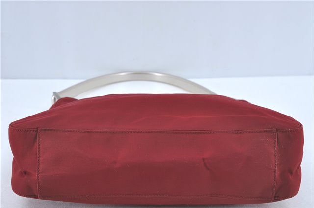 Authentic PRADA Nylon Stainless Shoulder Hand Bag Purse B8446 Red J1913