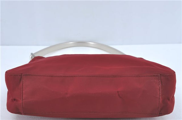 Authentic PRADA Nylon Stainless Shoulder Hand Bag Purse B8446 Red J1913