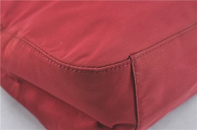 Authentic PRADA Nylon Stainless Shoulder Hand Bag Purse B8446 Red J1913