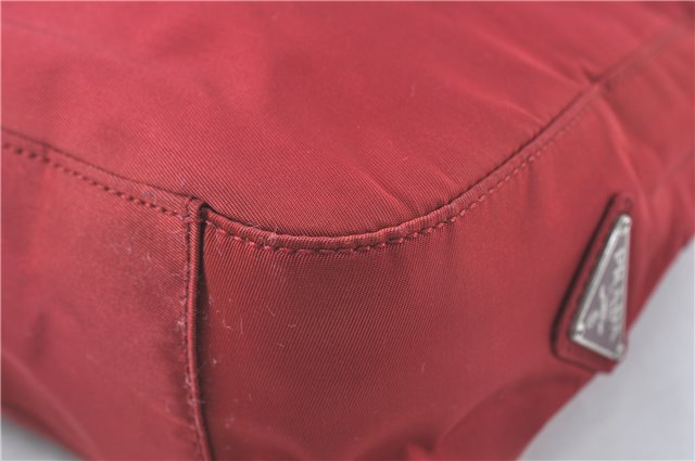 Authentic PRADA Nylon Stainless Shoulder Hand Bag Purse B8446 Red J1913