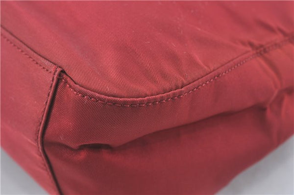 Authentic PRADA Nylon Stainless Shoulder Hand Bag Purse B8446 Red J1913