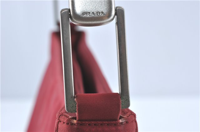Authentic PRADA Nylon Stainless Shoulder Hand Bag Purse B8446 Red J1913