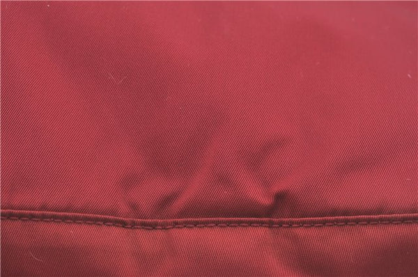 Authentic PRADA Nylon Stainless Shoulder Hand Bag Purse B8446 Red J1913