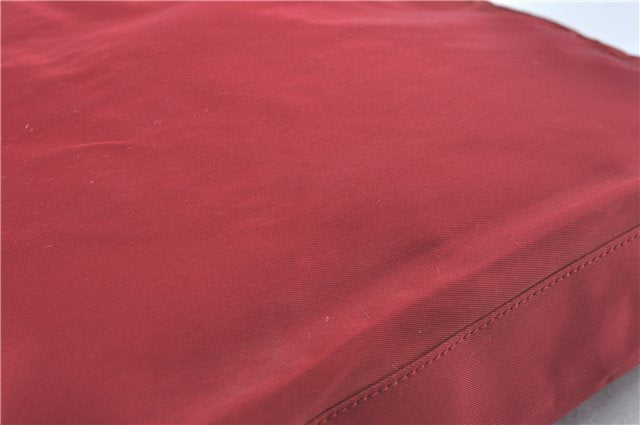 Authentic PRADA Nylon Stainless Shoulder Hand Bag Purse B8446 Red J1913