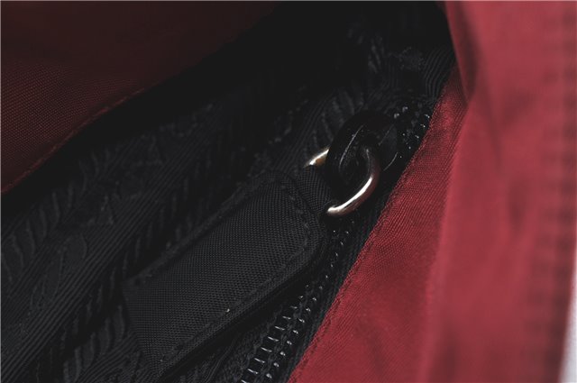 Authentic PRADA Nylon Stainless Shoulder Hand Bag Purse B8446 Red J1913