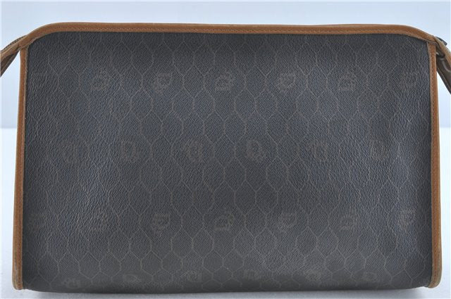 Auth Christian Dior Honeycomb Clutch Hand Bag Purse PVC Leather Black CD J1915