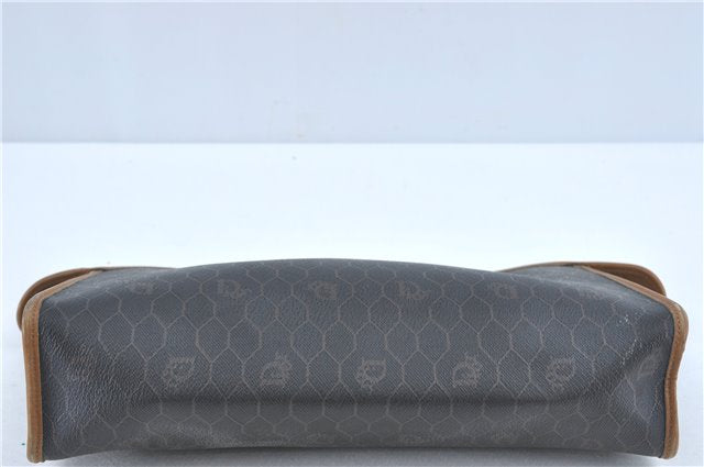 Auth Christian Dior Honeycomb Clutch Hand Bag Purse PVC Leather Black CD J1915