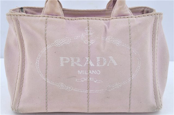 Authentic PRADA Canapa SS 2Way Shoulder Hand Bag Purse Canvas Light Pink J1916