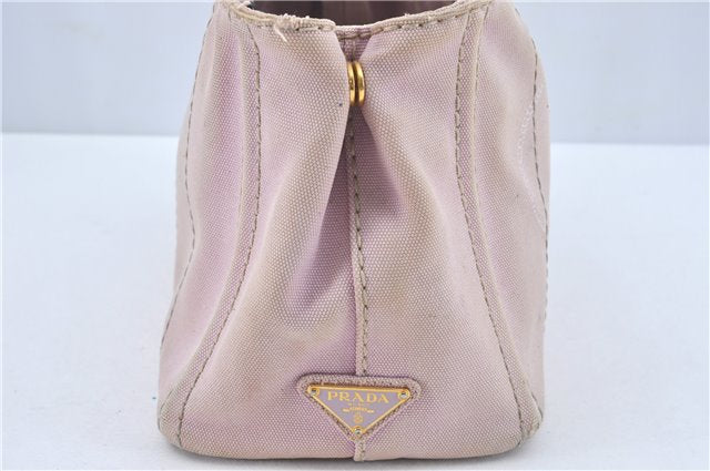 Authentic PRADA Canapa SS 2Way Shoulder Hand Bag Purse Canvas Light Pink J1916