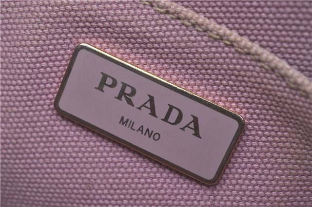 Authentic PRADA Canapa SS 2Way Shoulder Hand Bag Purse Canvas Light Pink J1916