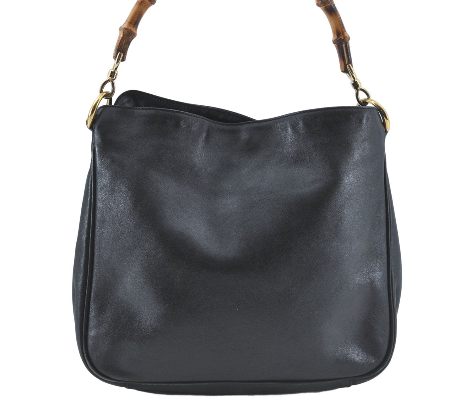 Authentic GUCCI Bamboo Hand Tote Bag Purse Leather 0011638 Black Junk J1918