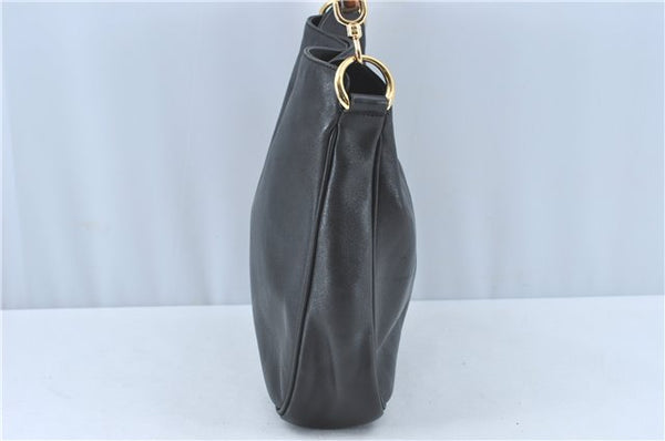 Authentic GUCCI Bamboo Hand Tote Bag Purse Leather 0011638 Black Junk J1918
