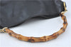 Authentic GUCCI Bamboo Hand Tote Bag Purse Leather 0011638 Black Junk J1918