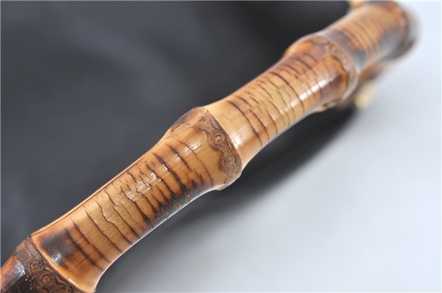 Authentic GUCCI Bamboo Hand Tote Bag Purse Leather 0011638 Black Junk J1918