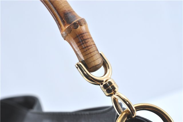 Authentic GUCCI Bamboo Hand Tote Bag Purse Leather 0011638 Black Junk J1918