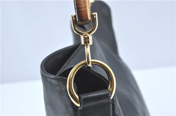 Authentic GUCCI Bamboo Hand Tote Bag Purse Leather 0011638 Black Junk J1918