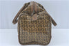 Authentic FENDI Zucchino Hand Boston Bag PVC Leather Brown J1919