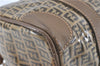 Authentic FENDI Zucchino Hand Boston Bag PVC Leather Brown J1919