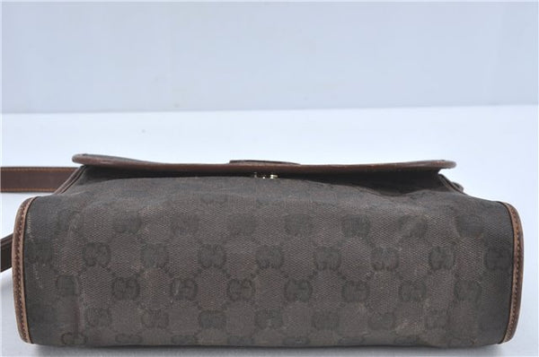 Authentic GUCCI Shoulder Cross Body Bag Purse GG PVC Leather Brown Junk J1921