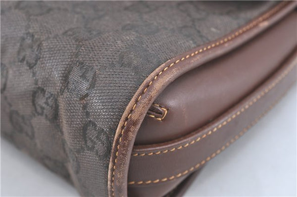 Authentic GUCCI Shoulder Cross Body Bag Purse GG PVC Leather Brown Junk J1921