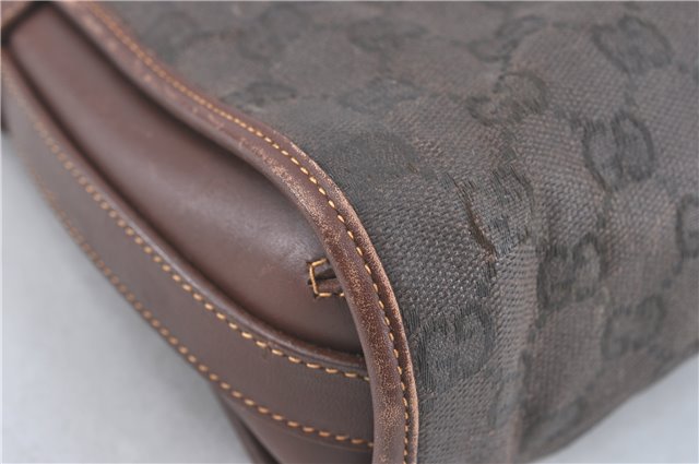 Authentic GUCCI Shoulder Cross Body Bag Purse GG PVC Leather Brown Junk J1921