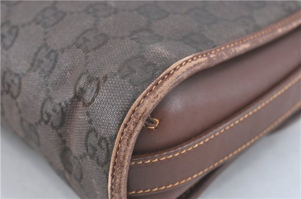 Authentic GUCCI Shoulder Cross Body Bag Purse GG PVC Leather Brown Junk J1921