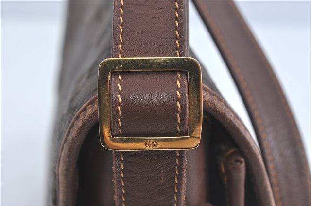 Authentic GUCCI Shoulder Cross Body Bag Purse GG PVC Leather Brown Junk J1921