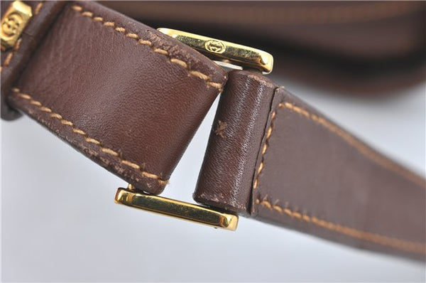 Authentic GUCCI Shoulder Cross Body Bag Purse GG PVC Leather Brown Junk J1921