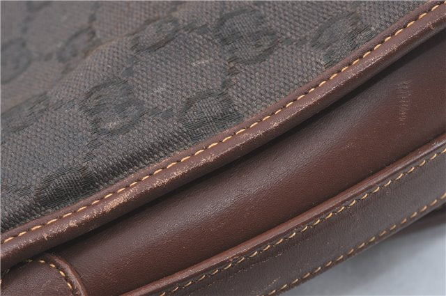 Authentic GUCCI Shoulder Cross Body Bag Purse GG PVC Leather Brown Junk J1921