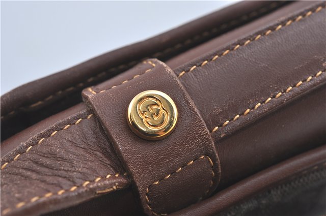Authentic GUCCI Shoulder Cross Body Bag Purse GG PVC Leather Brown Junk J1921