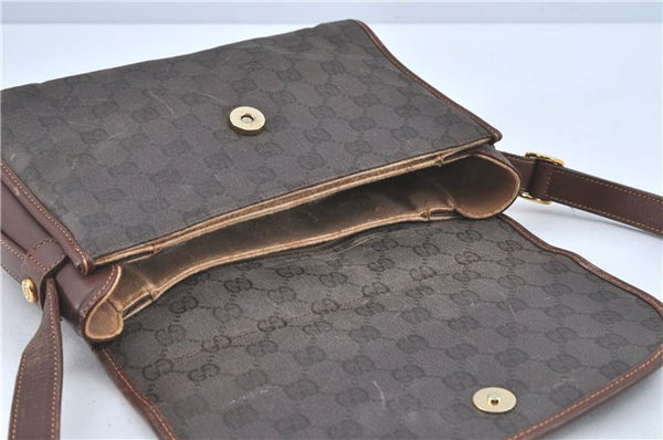 Authentic GUCCI Shoulder Cross Body Bag Purse GG PVC Leather Brown Junk J1921
