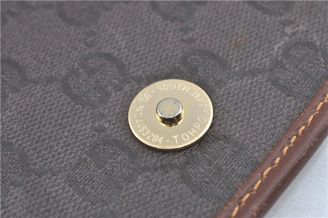 Authentic GUCCI Shoulder Cross Body Bag Purse GG PVC Leather Brown Junk J1921