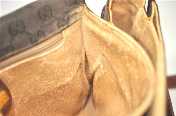 Authentic GUCCI Shoulder Cross Body Bag Purse GG PVC Leather Brown Junk J1921