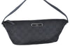 Authentic GUCCI Hand Bag Pouch Purse GG Canvas Leather 07198 Black J1923