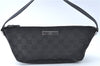 Authentic GUCCI Hand Bag Pouch Purse GG Canvas Leather 07198 Black J1923