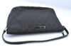 Authentic GUCCI Hand Bag Pouch Purse GG Canvas Leather 07198 Black J1923