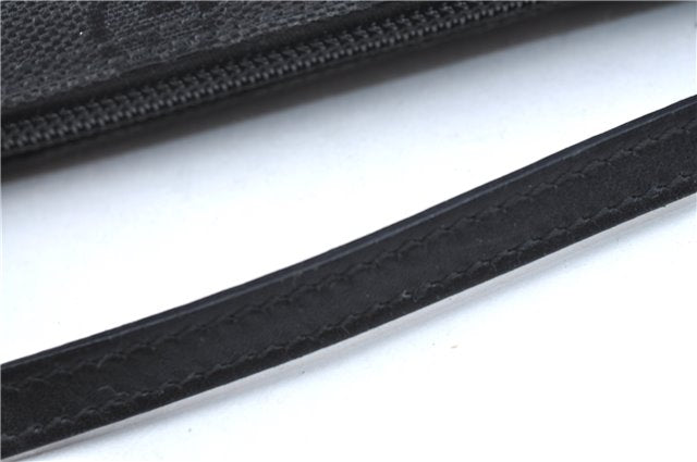 Authentic GUCCI Hand Bag Pouch Purse GG Canvas Leather 07198 Black J1923