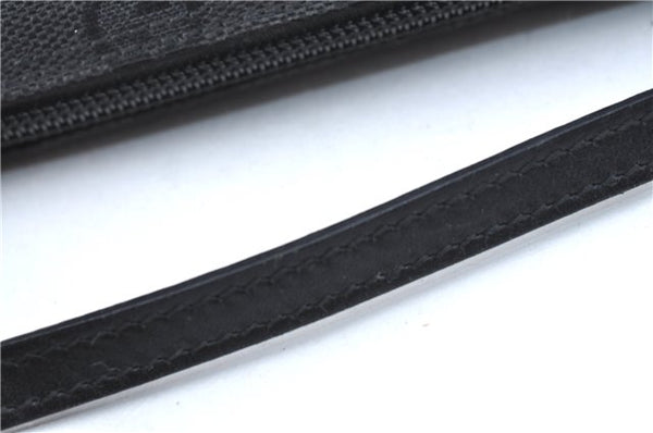 Authentic GUCCI Hand Bag Pouch Purse GG Canvas Leather 07198 Black J1923