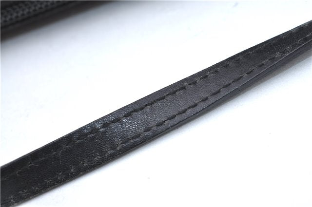 Authentic GUCCI Hand Bag Pouch Purse GG Canvas Leather 07198 Black J1923