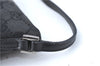 Authentic GUCCI Hand Bag Pouch Purse GG Canvas Leather 07198 Black J1923