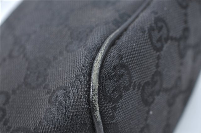 Authentic GUCCI Hand Bag Pouch Purse GG Canvas Leather 07198 Black J1923