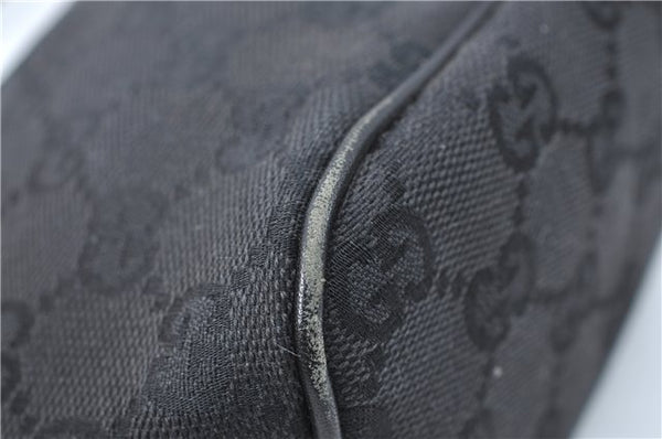 Authentic GUCCI Hand Bag Pouch Purse GG Canvas Leather 07198 Black J1923