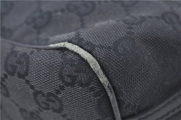 Authentic GUCCI Hand Bag Pouch Purse GG Canvas Leather 07198 Black J1923