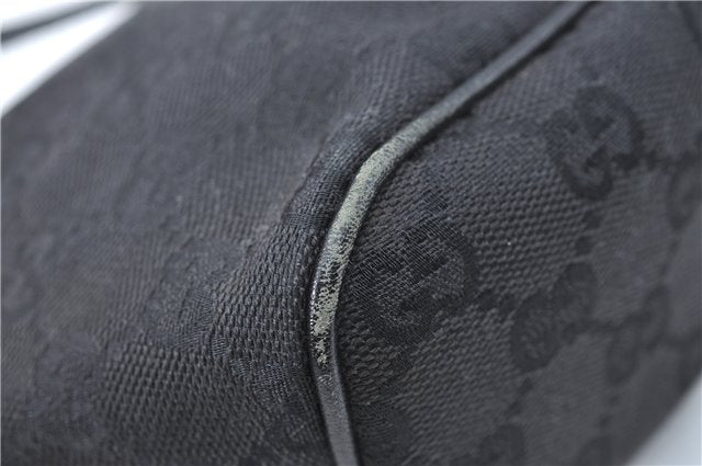 Authentic GUCCI Hand Bag Pouch Purse GG Canvas Leather 07198 Black J1923