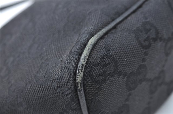 Authentic GUCCI Hand Bag Pouch Purse GG Canvas Leather 07198 Black J1923